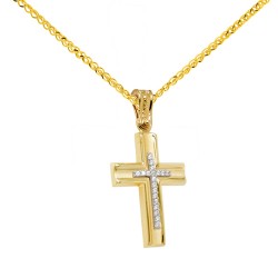 Χρυσός βαπτιστικός σταυρός Κ14 με αλυσίδα